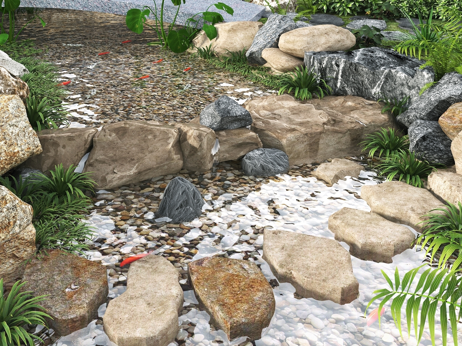 现代新中式水景SU模型下载【ID:1173657173】