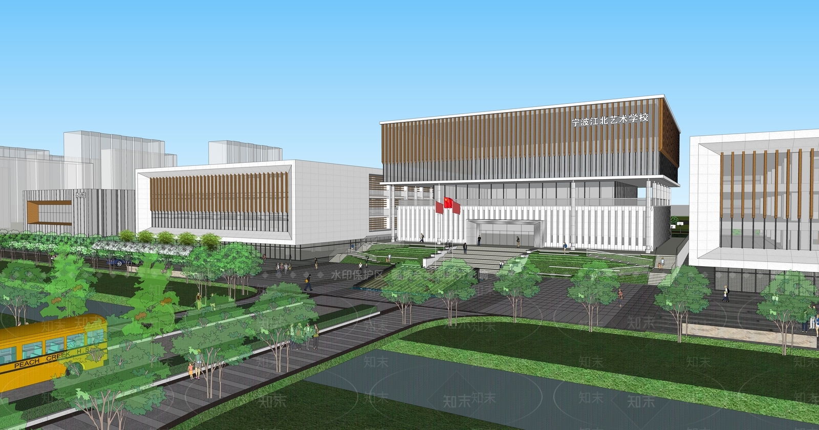现代学校建筑SU模型下载【ID:1173659622】