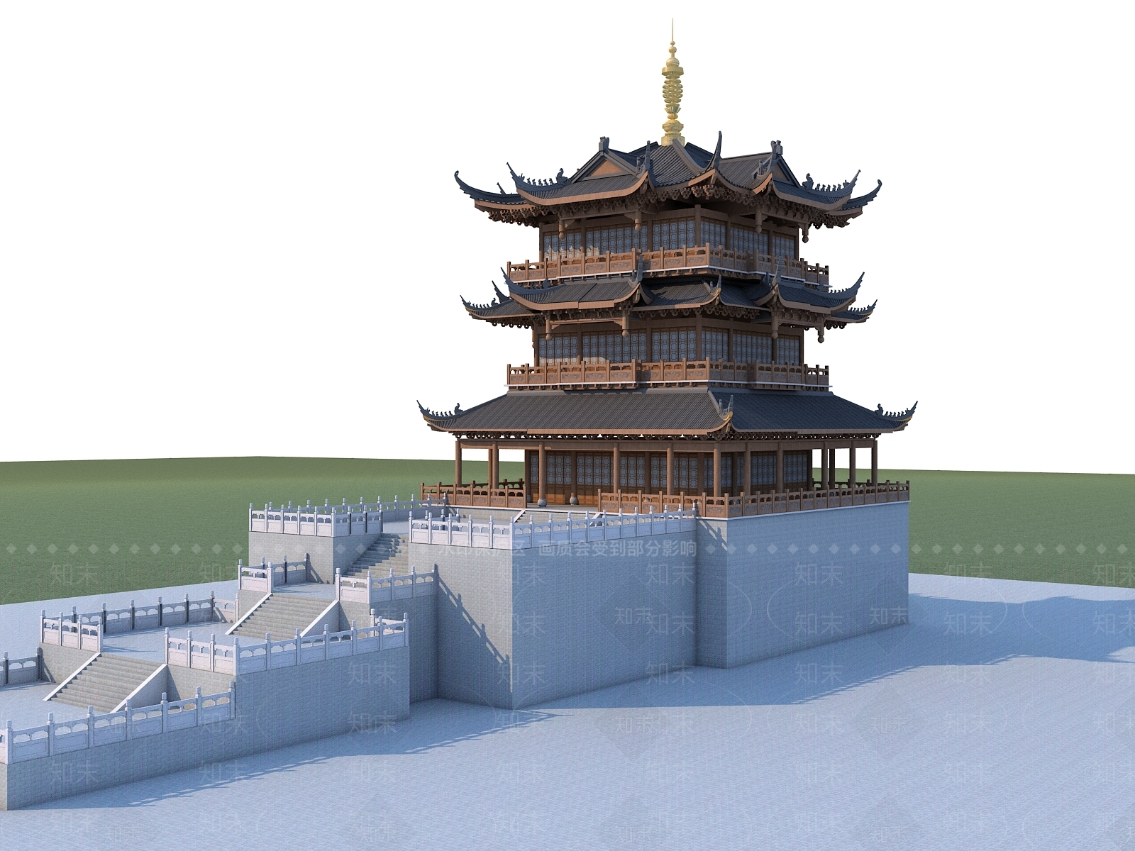 中式古建3D模型下载【ID:1173670093】
