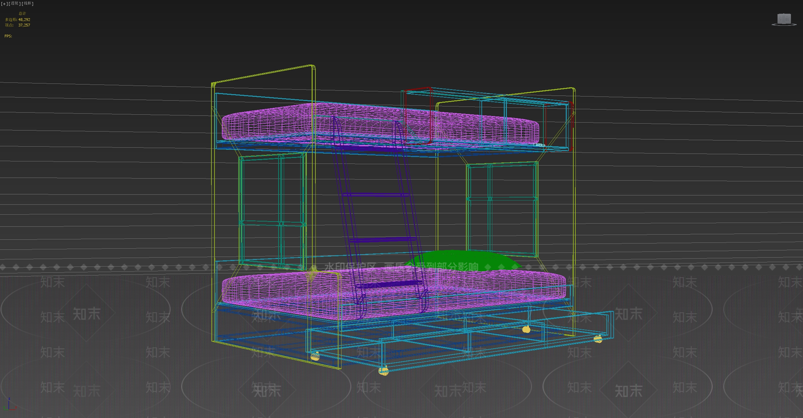 现代北欧上下床3D模型下载【ID:1173673736】