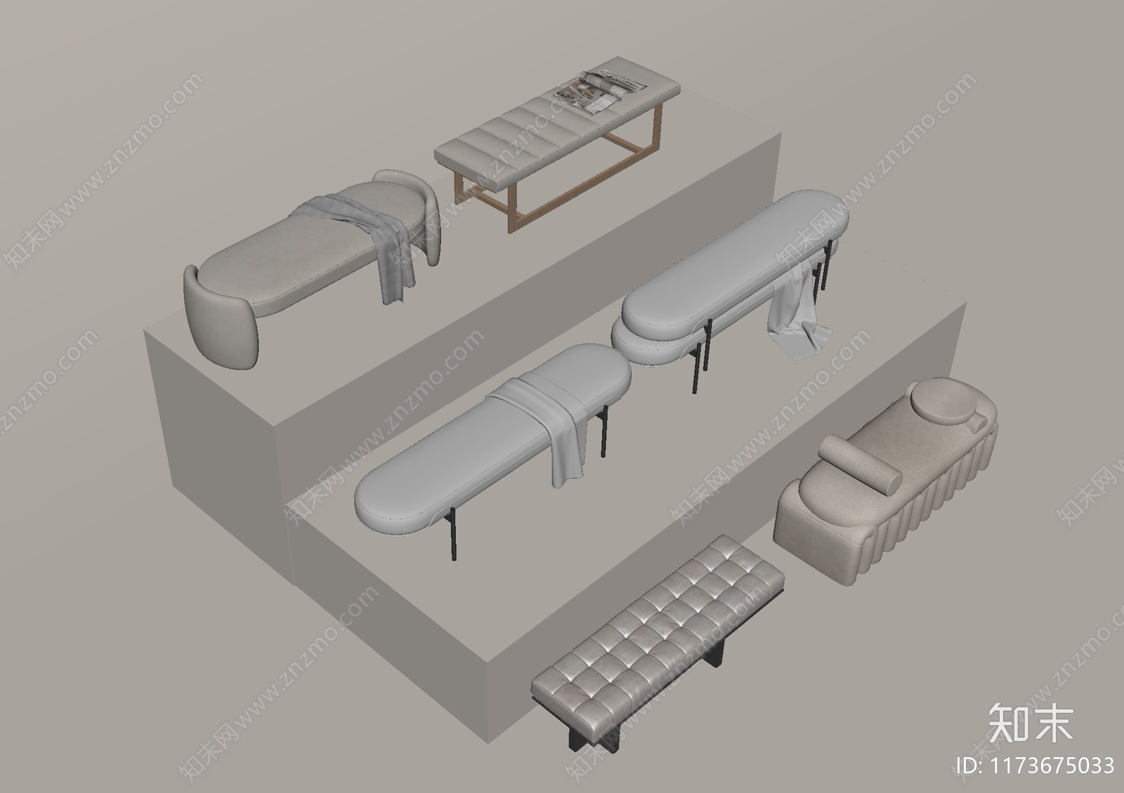 现代床尾凳SU模型下载【ID:1173675033】