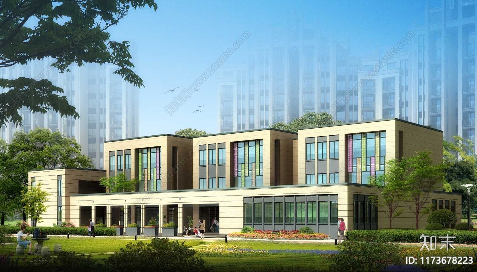 现代幼儿园建筑cad施工图下载【ID:1173678223】