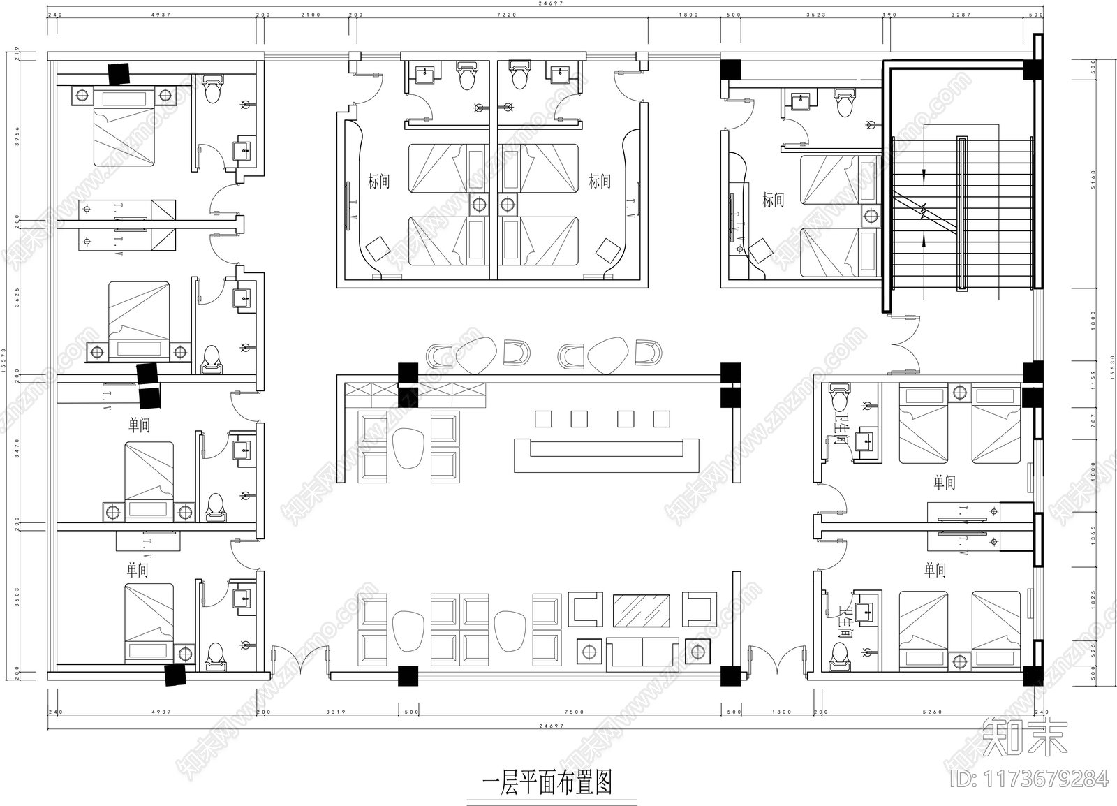 现代民宿施工图下载【ID:1173679284】