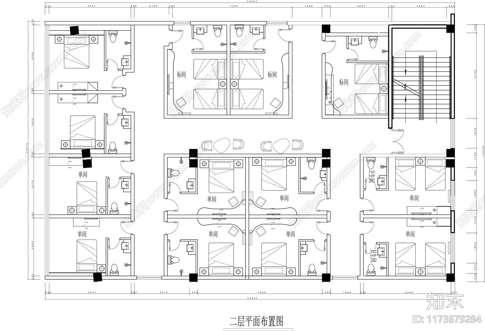 现代民宿施工图下载【ID:1173679284】