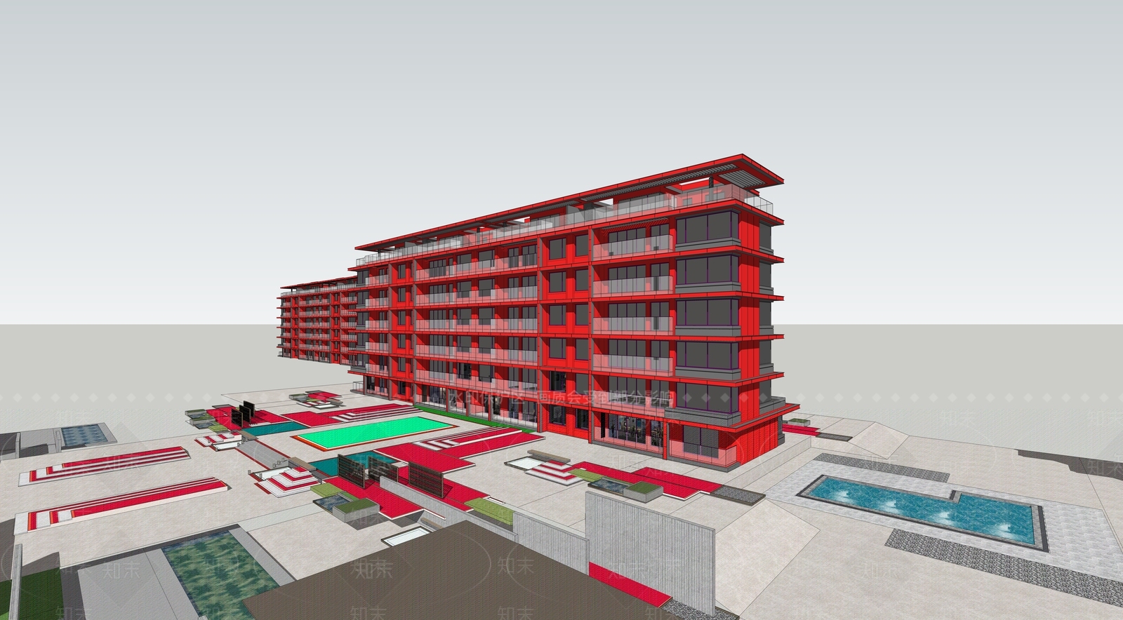 现代多层住宅SU模型下载【ID:1173679993】