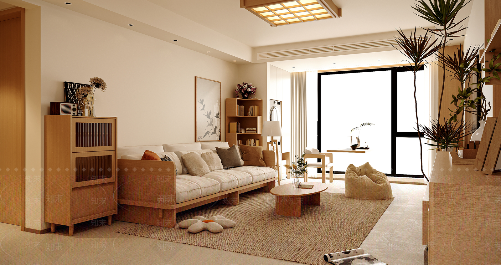 日式原木客餐厅3D模型下载【ID:1173682005】