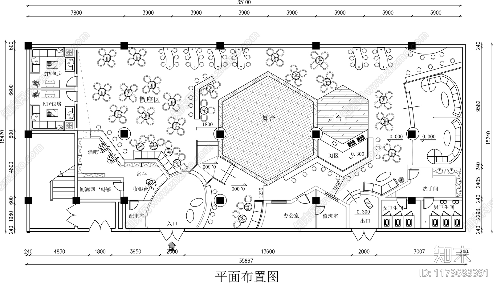 现代酒吧cad施工图下载【ID:1173683391】