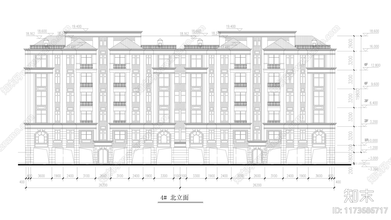 现代住宅楼建筑cad施工图下载【ID:1173686717】