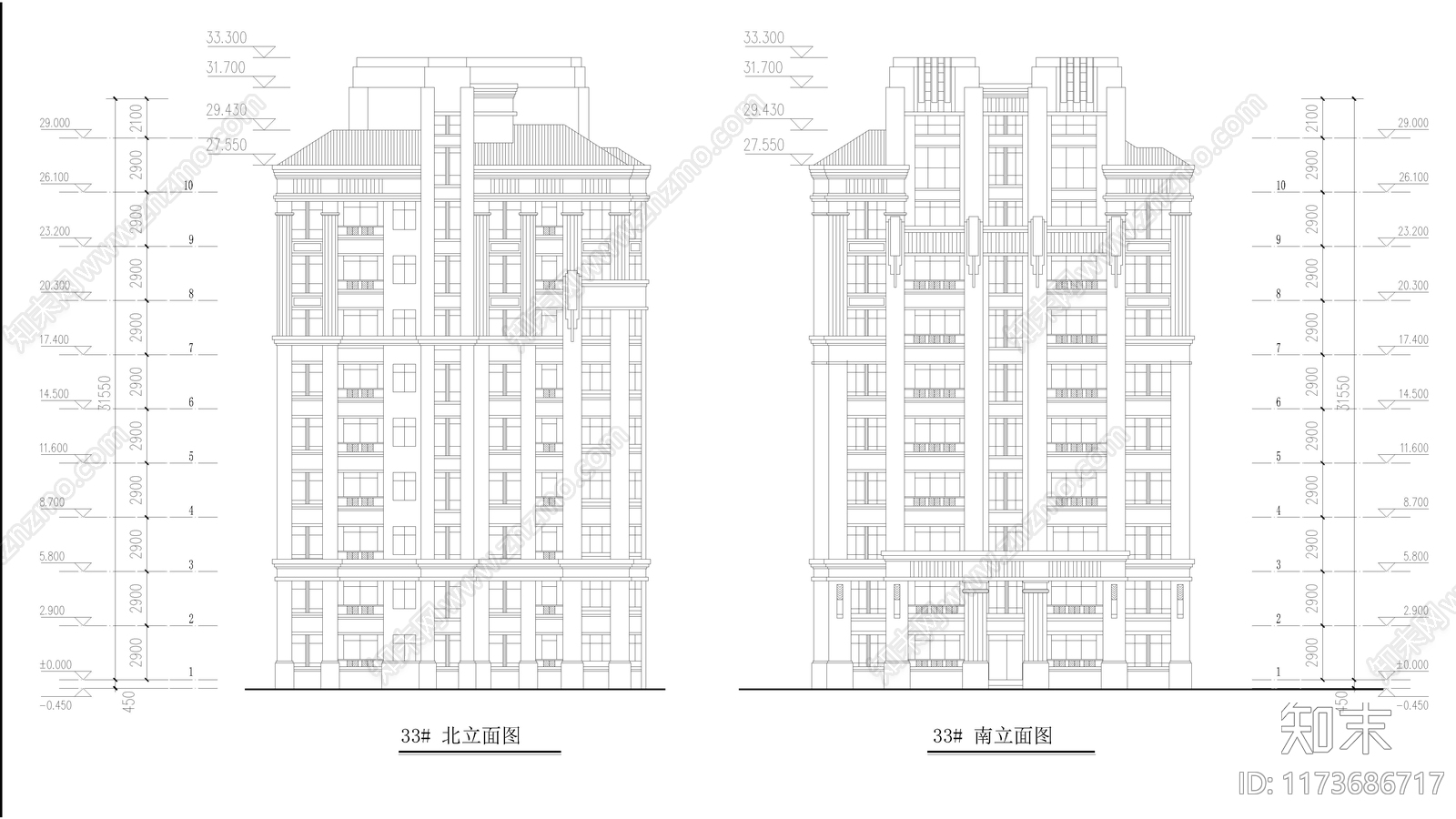 现代住宅楼建筑cad施工图下载【ID:1173686717】