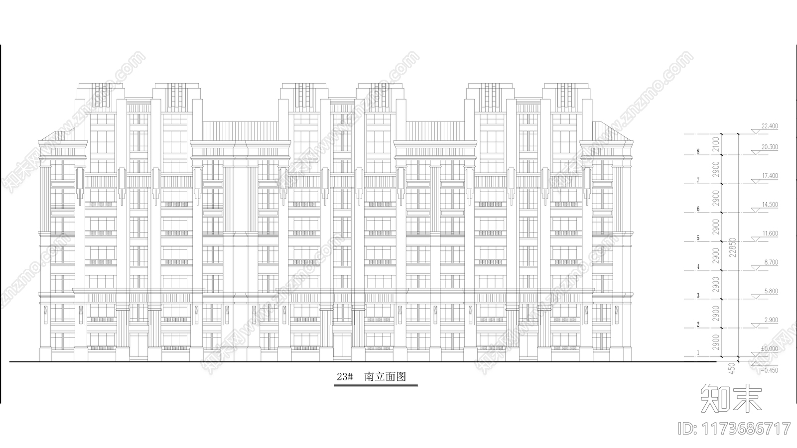 现代住宅楼建筑cad施工图下载【ID:1173686717】