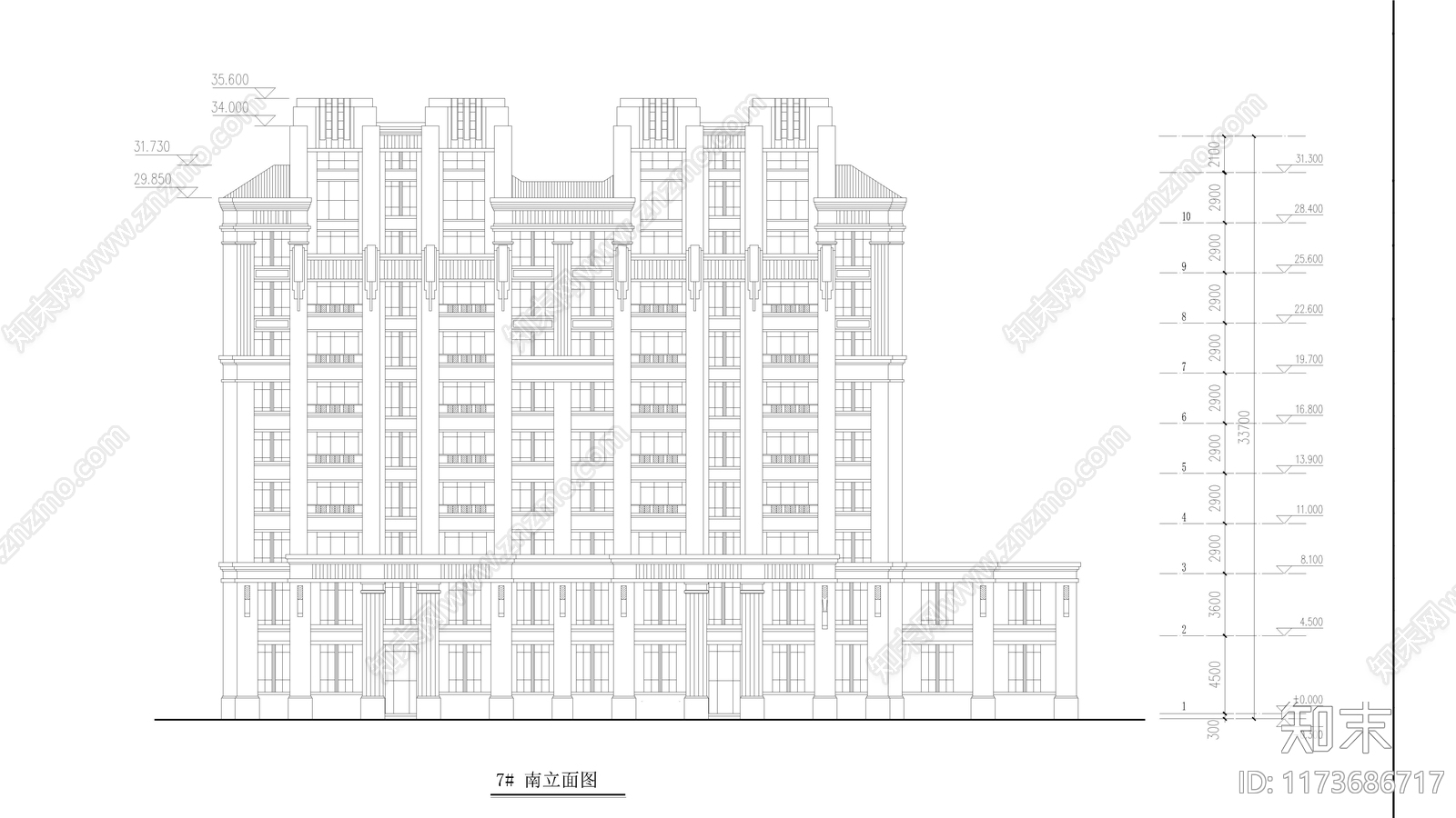 现代住宅楼建筑cad施工图下载【ID:1173686717】