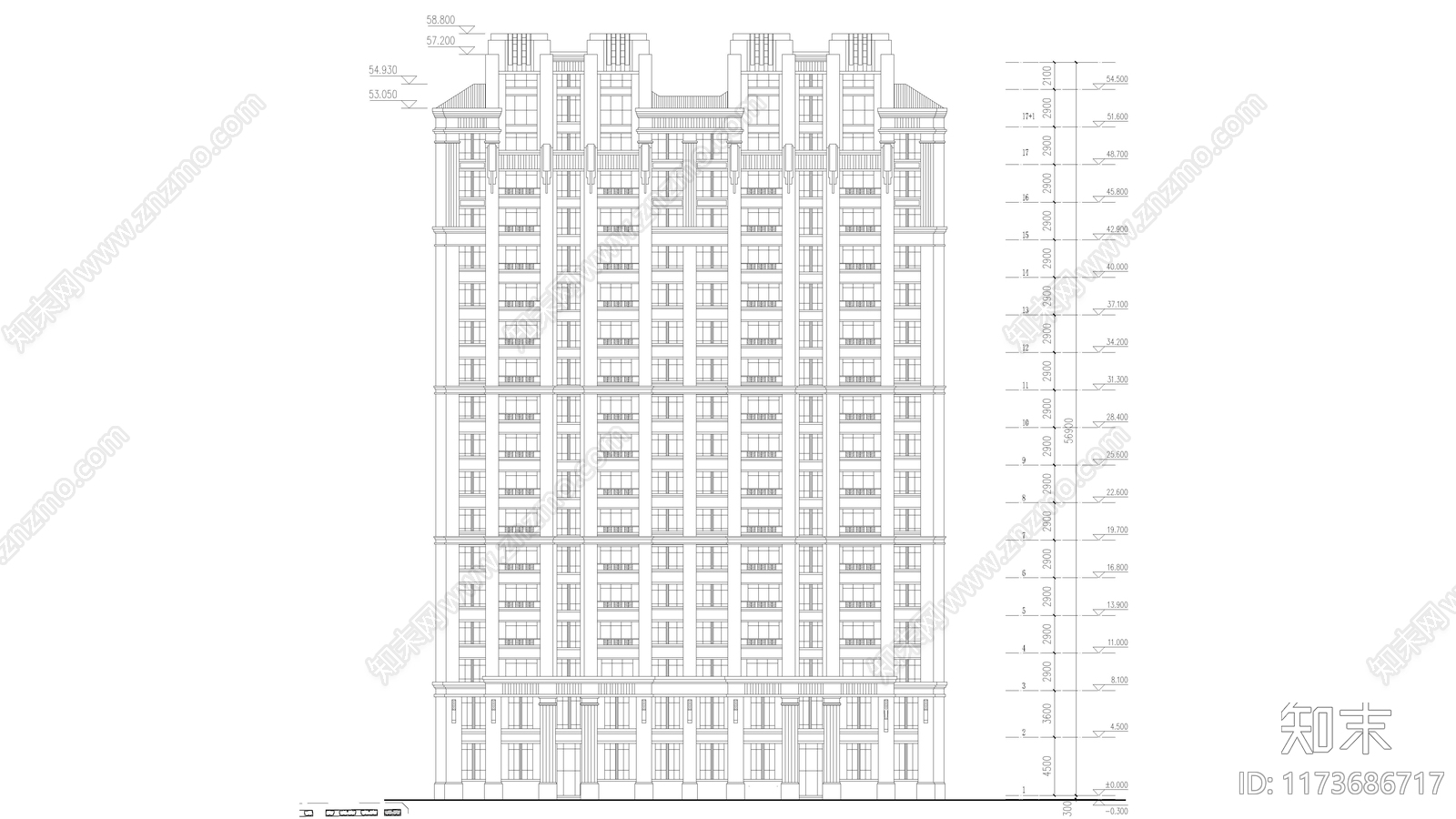 现代住宅楼建筑cad施工图下载【ID:1173686717】