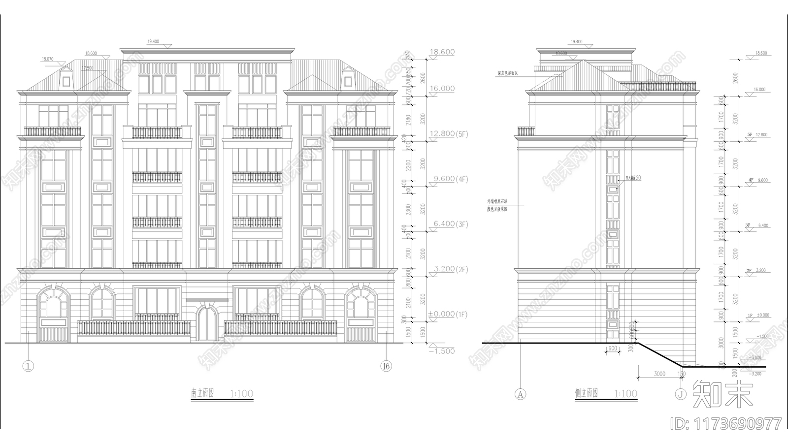 现代住宅楼建筑cad施工图下载【ID:1173690977】