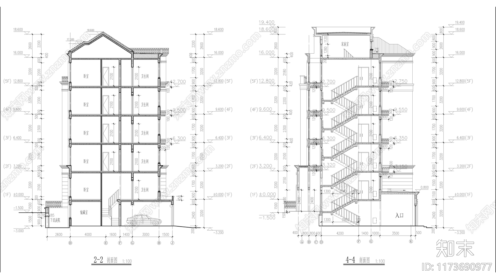 现代住宅楼建筑cad施工图下载【ID:1173690977】