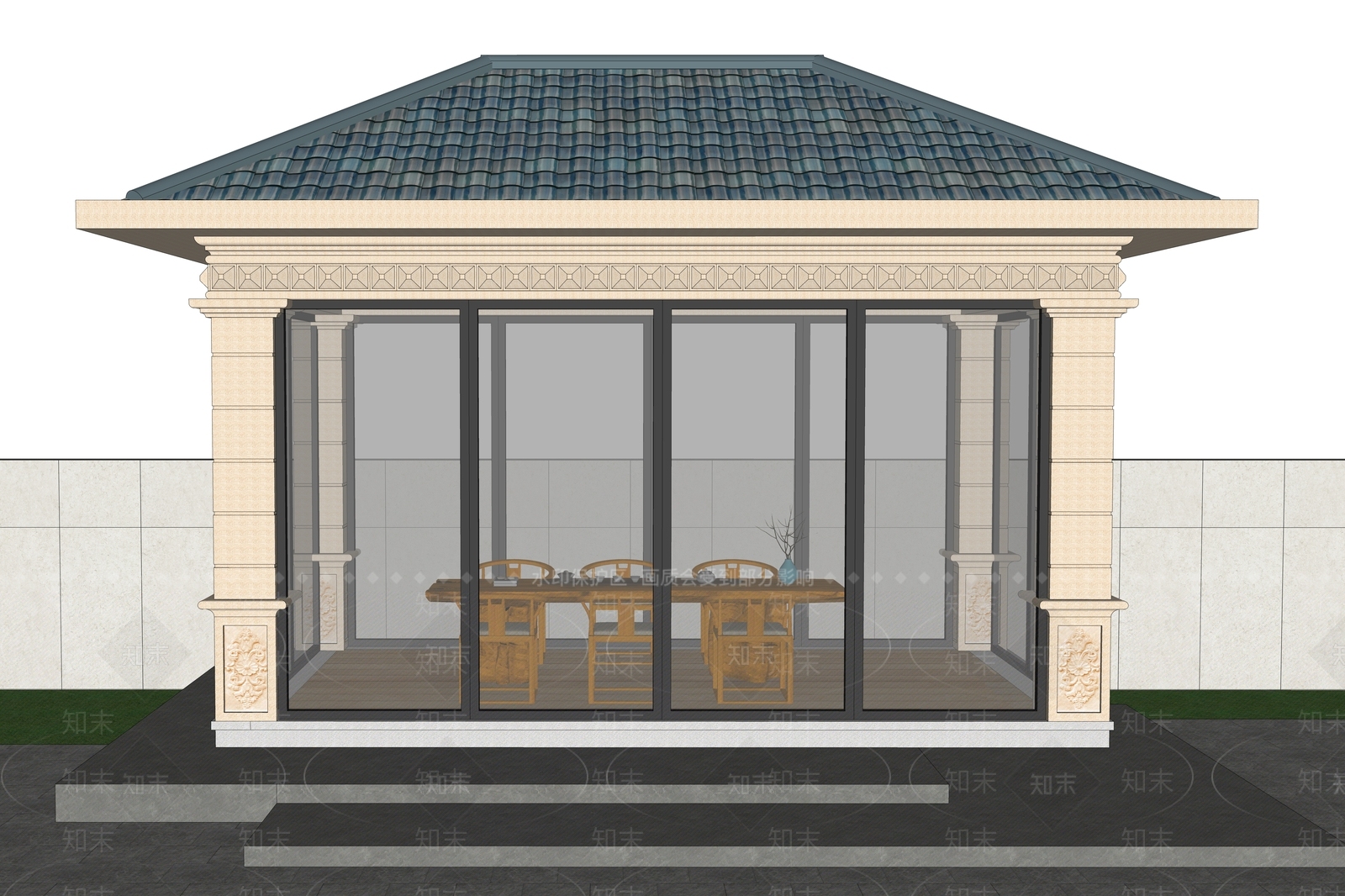 欧式法式亭子SU模型下载【ID:1173695934】