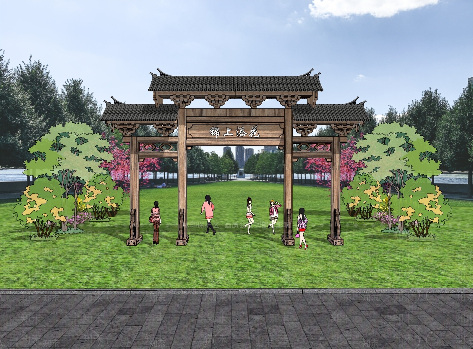 新中式牌坊牌楼SU模型下载【ID:1173697827】