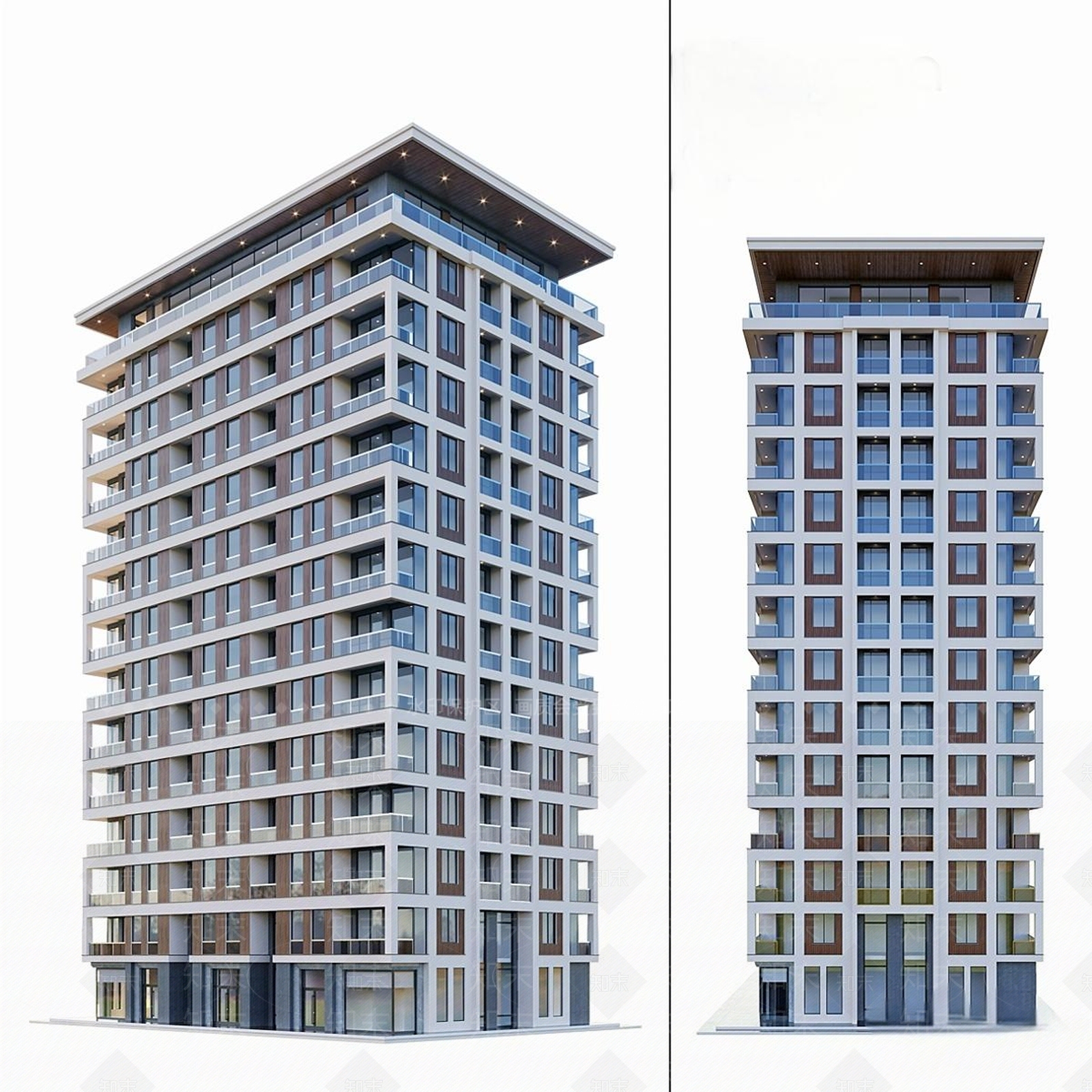 现代简约高层住宅3D模型下载【ID:1173707783】