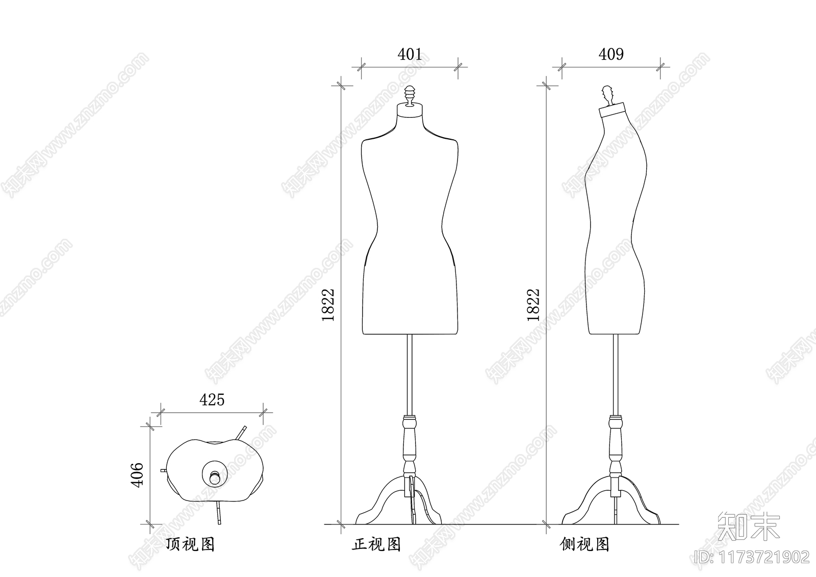 现代服装店施工图下载【ID:1173721902】