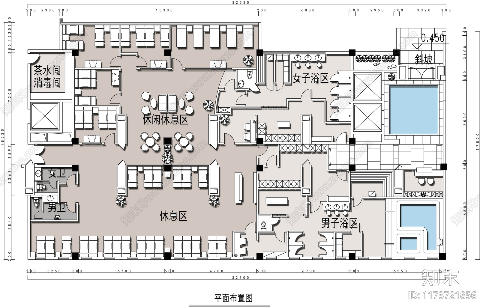 新中式洗浴中心施工图下载【ID:1173721856】