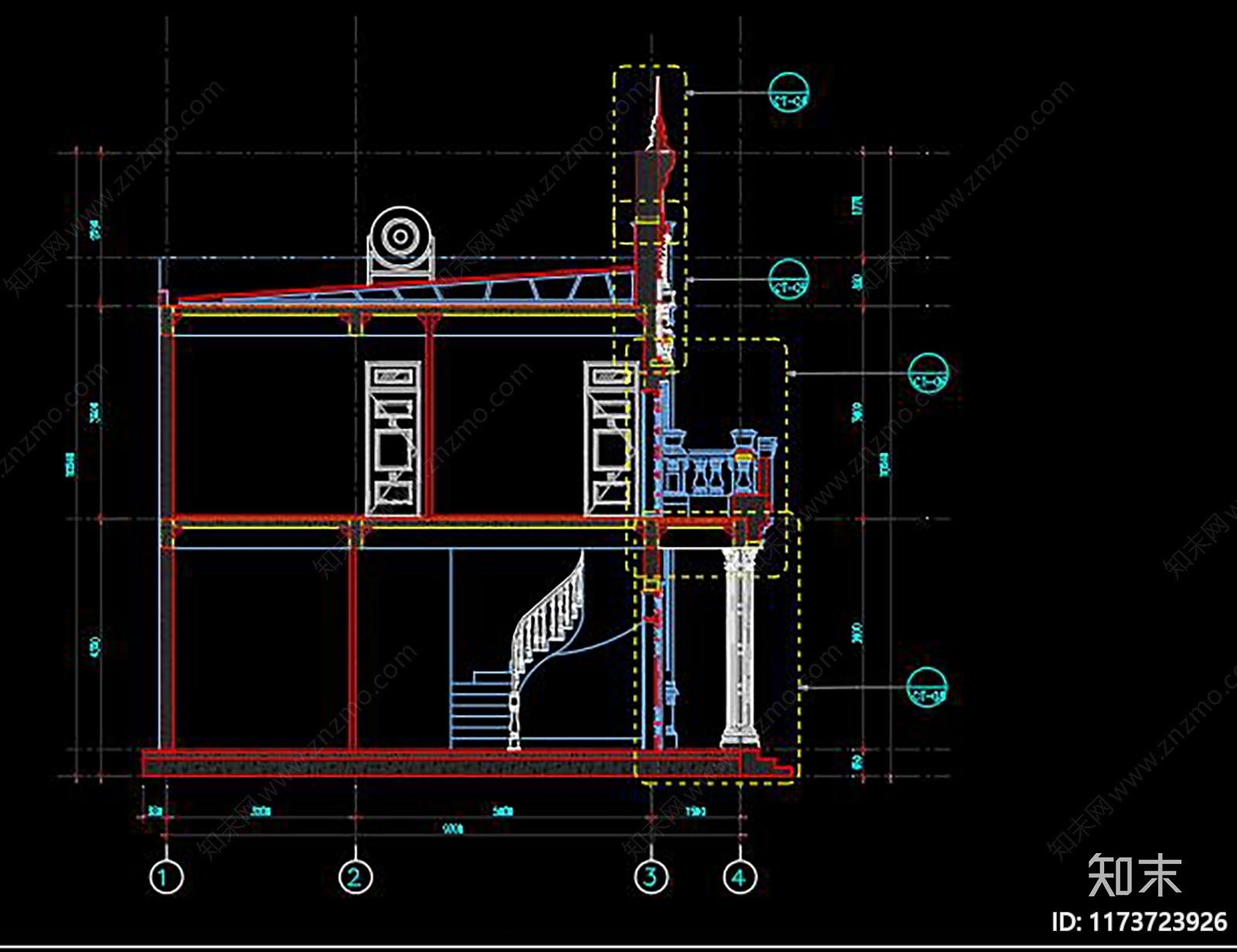 欧式别墅建筑施工图下载【ID:1173723926】