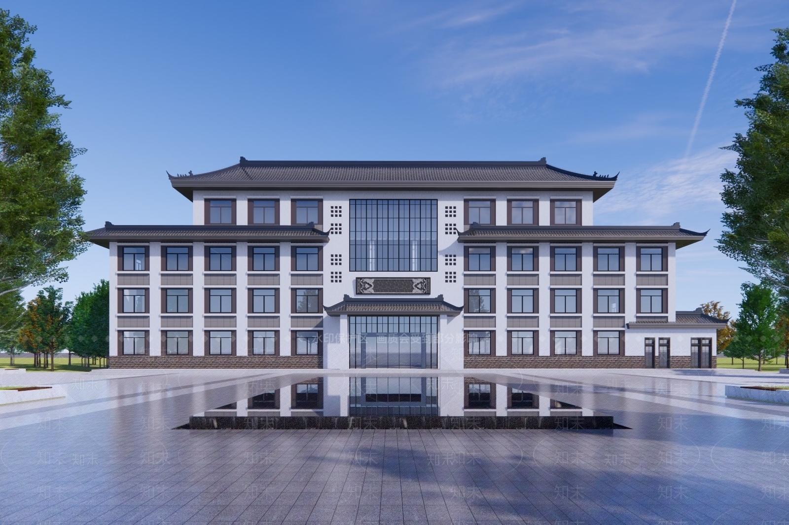 新中式中式办公楼SU模型下载【ID:1173727978】