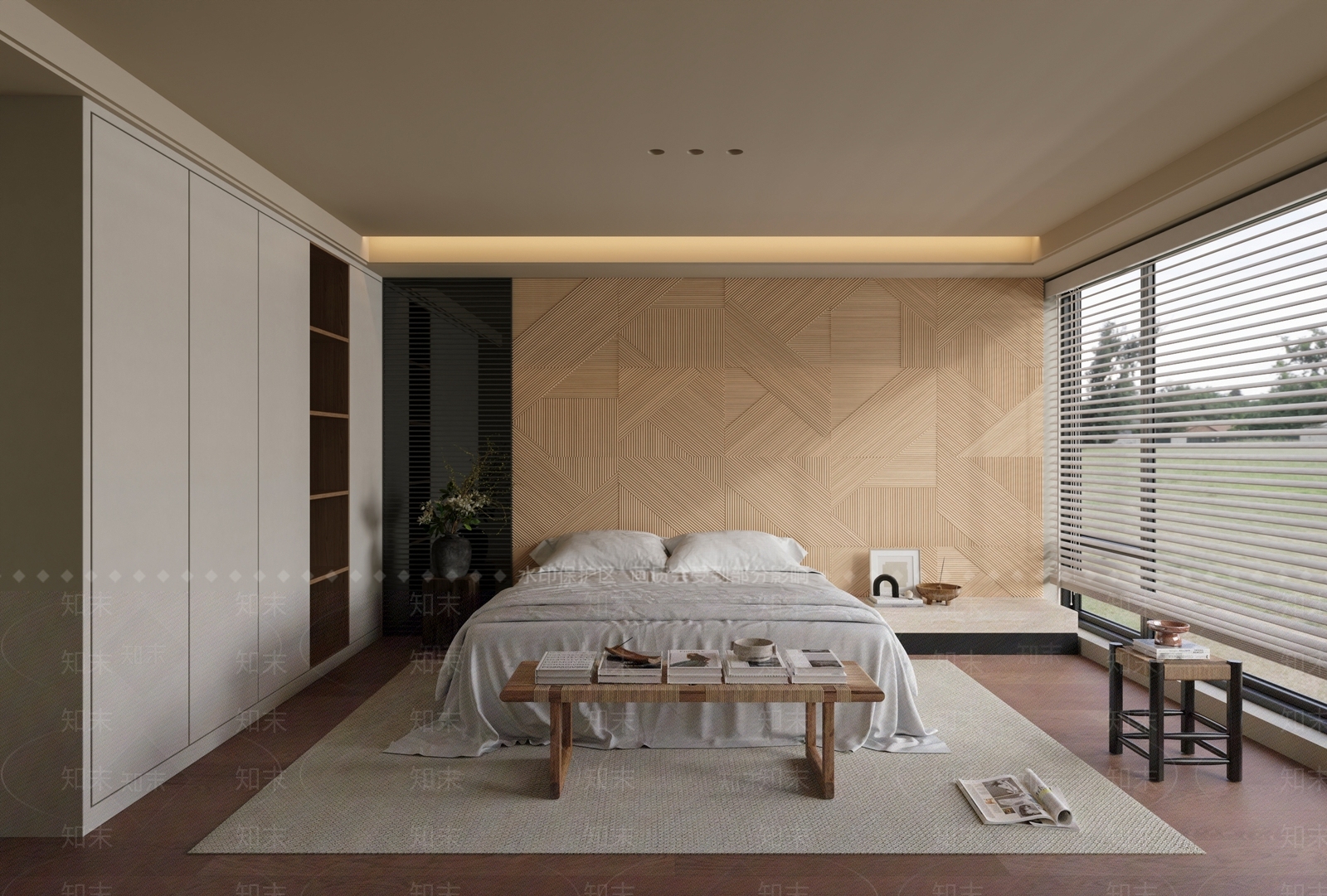 现代侘寂家居卧室3D模型下载【ID:1173727566】