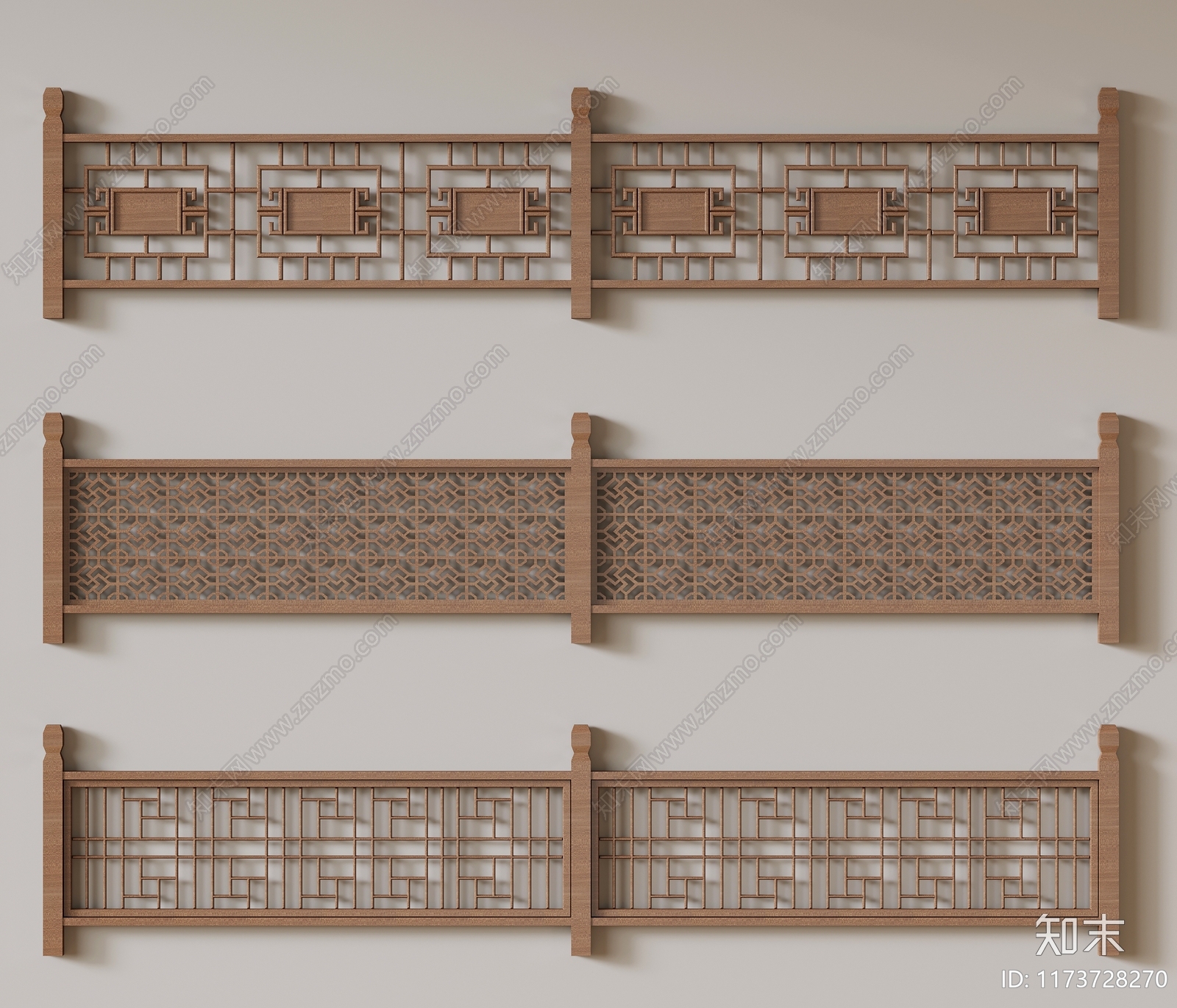 新中式栏杆3D模型下载【ID:1173728270】