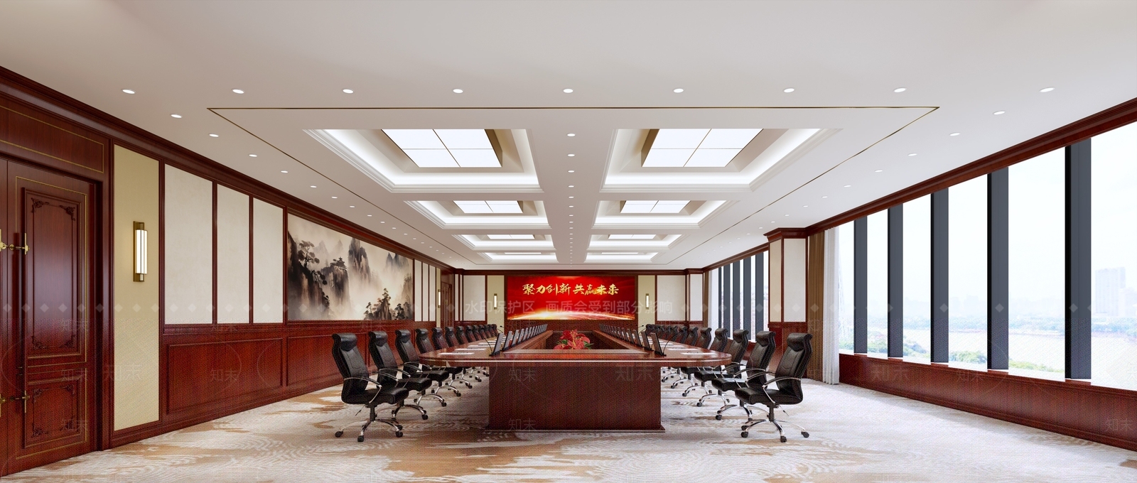 新中式中式会议室SU模型下载【ID:1173736520】