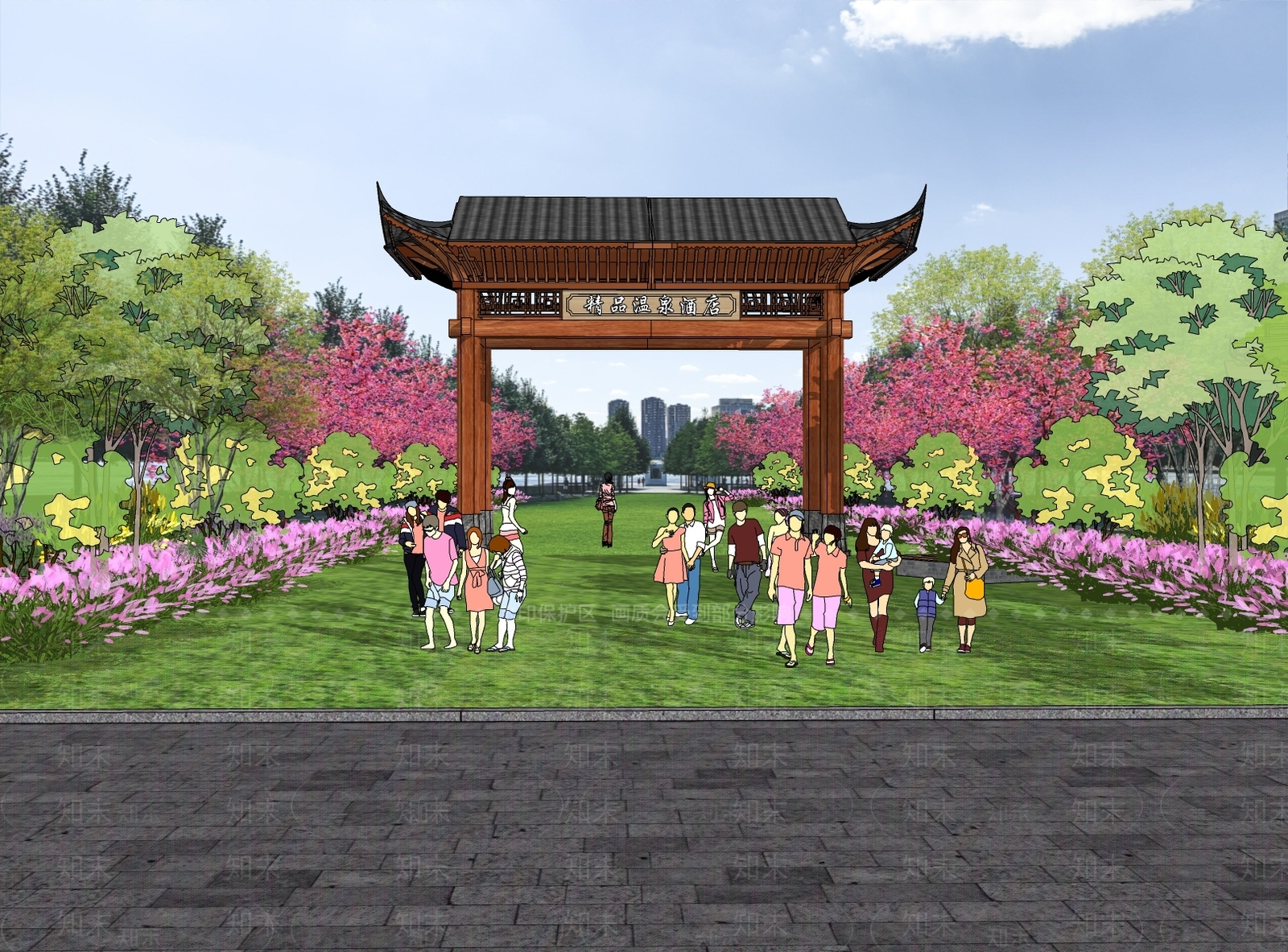 新中式牌坊牌楼SU模型下载【ID:1173748029】