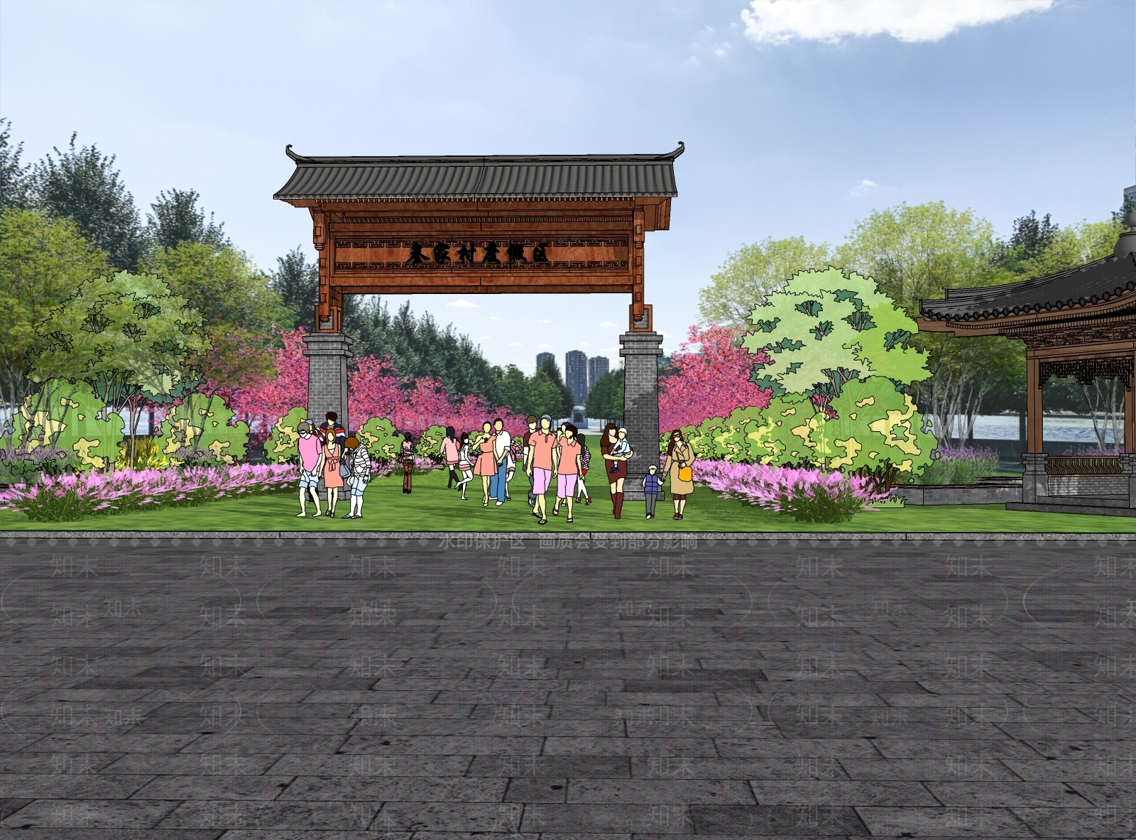 新中式牌坊牌楼SU模型下载【ID:1173748763】