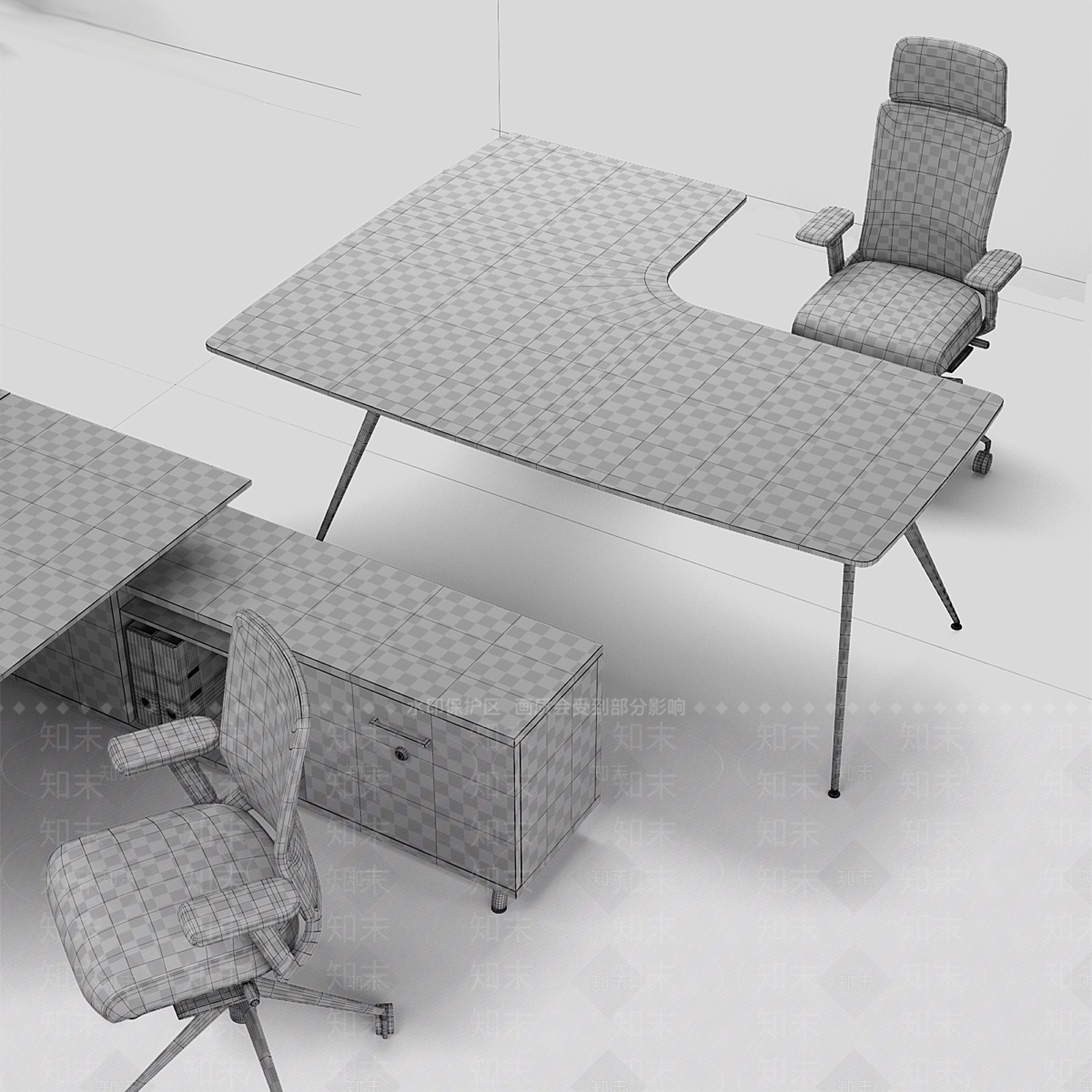 办公桌椅3D模型下载【ID:1173750144】