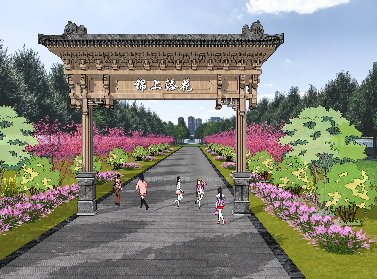 新中式牌坊牌楼SU模型下载【ID:1173750350】