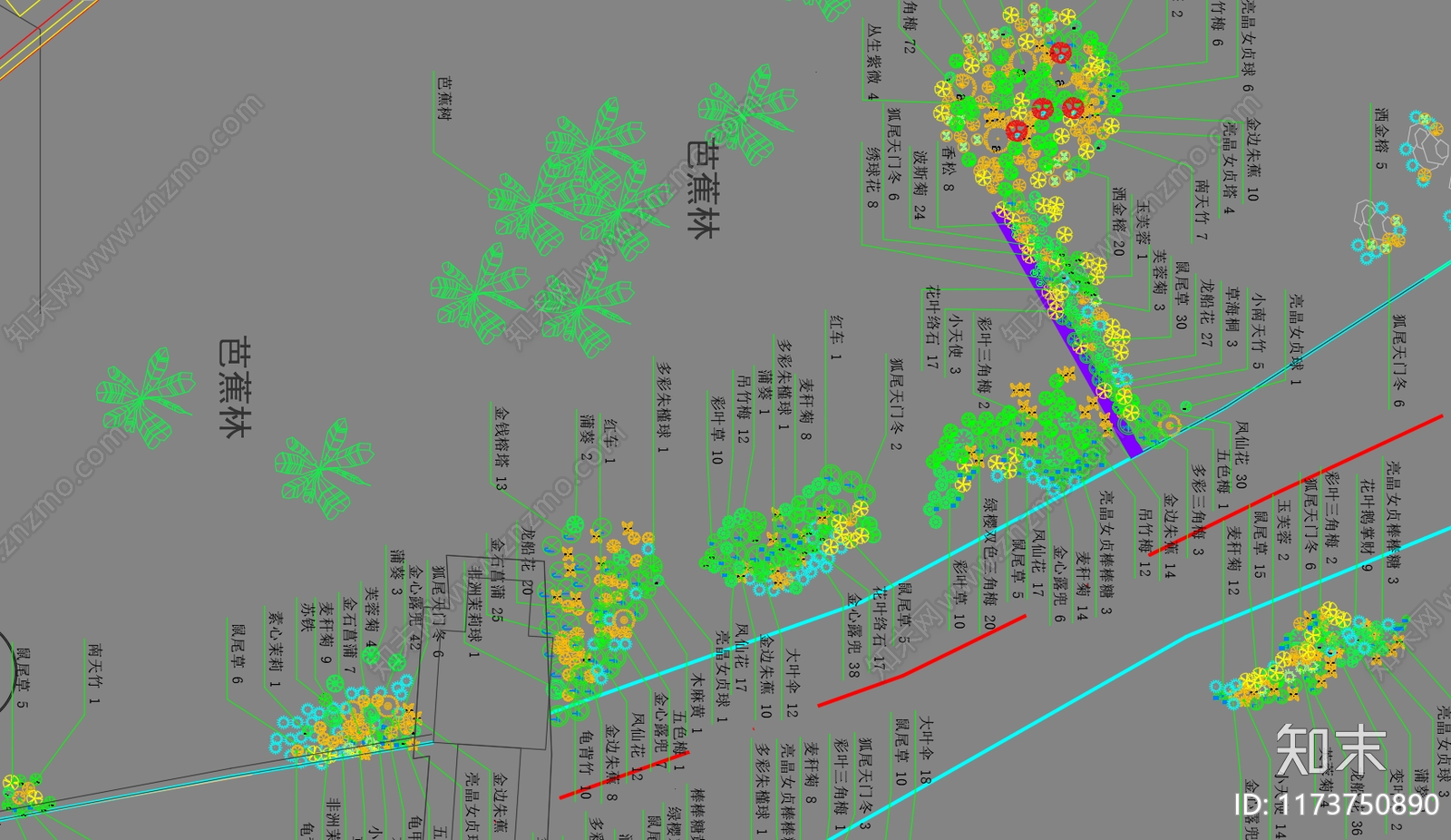 现代道路绿化cad施工图下载【ID:1173750890】