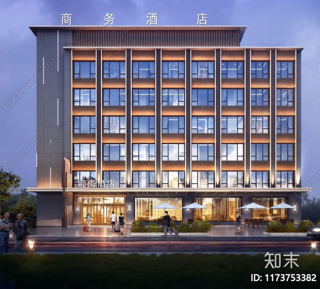 现代酒店建筑SU模型下载【ID:1173753382】