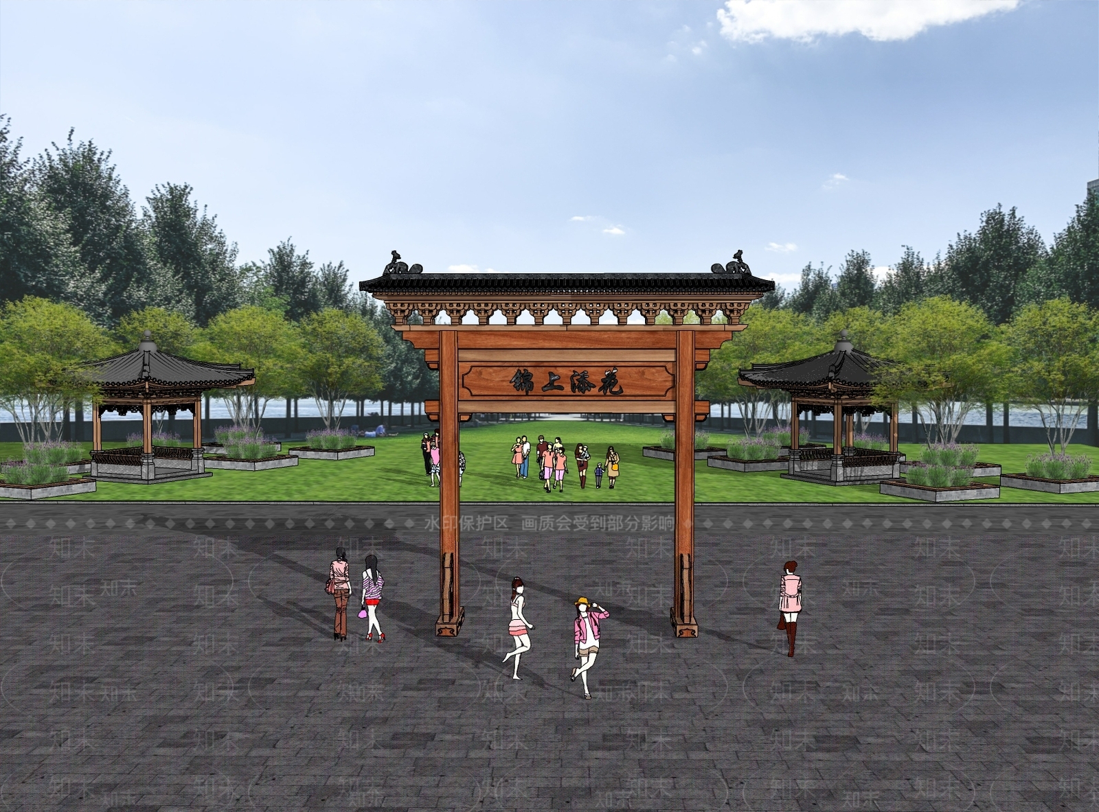 新中式牌坊牌楼SU模型下载【ID:1173755473】