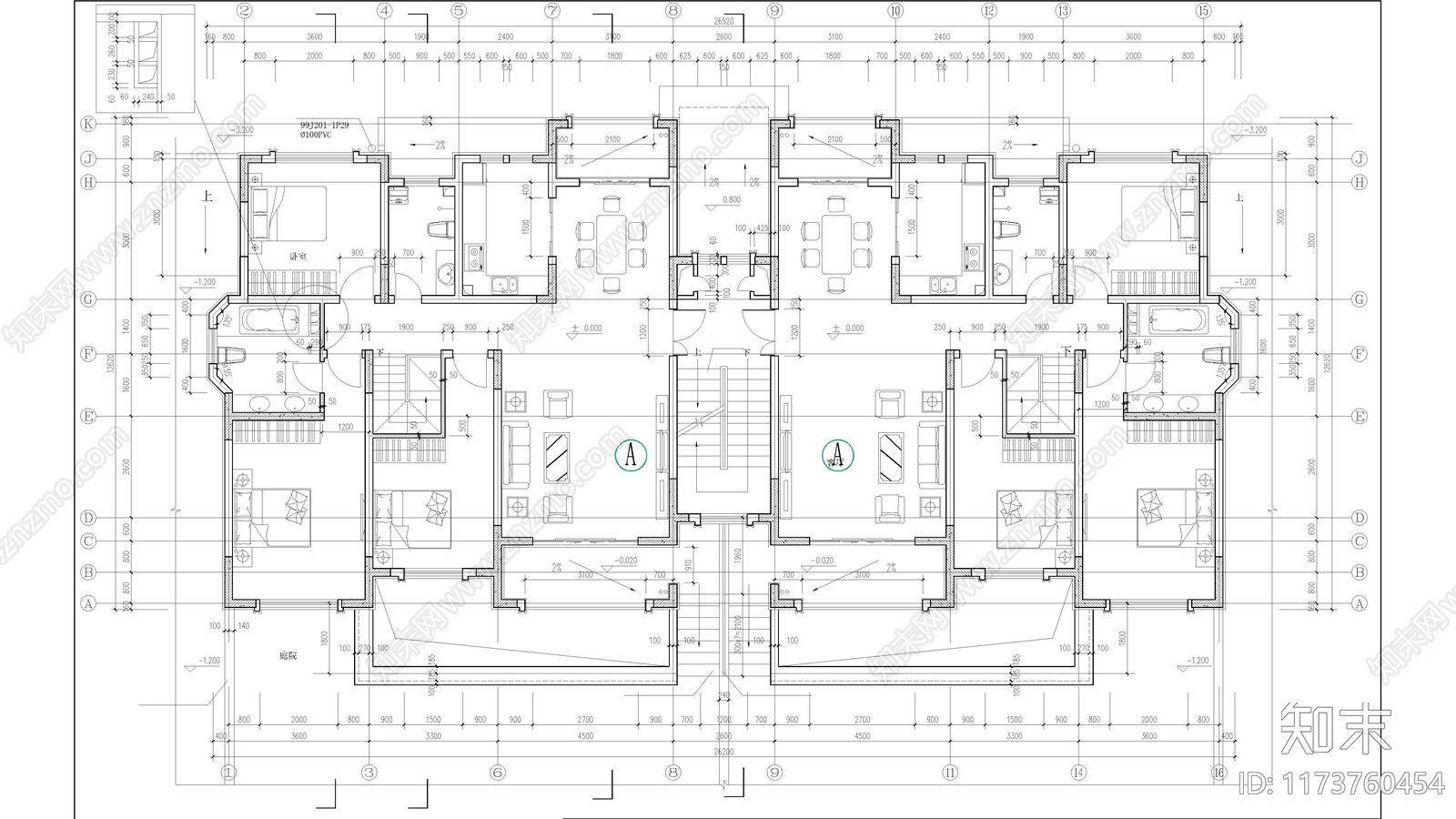 现代住宅楼建筑cad施工图下载【ID:1173760454】