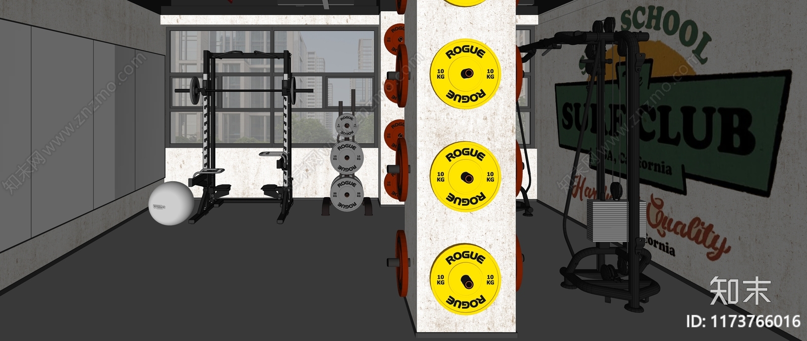 工业健身房SU模型下载【ID:1173766016】