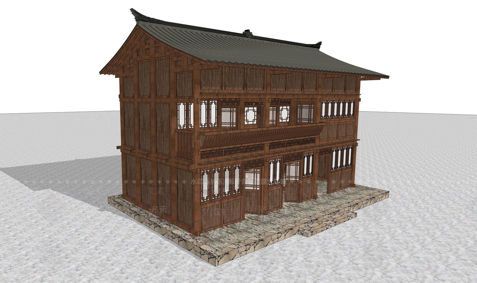 中式古建筑SU模型下载【ID:1173784441】