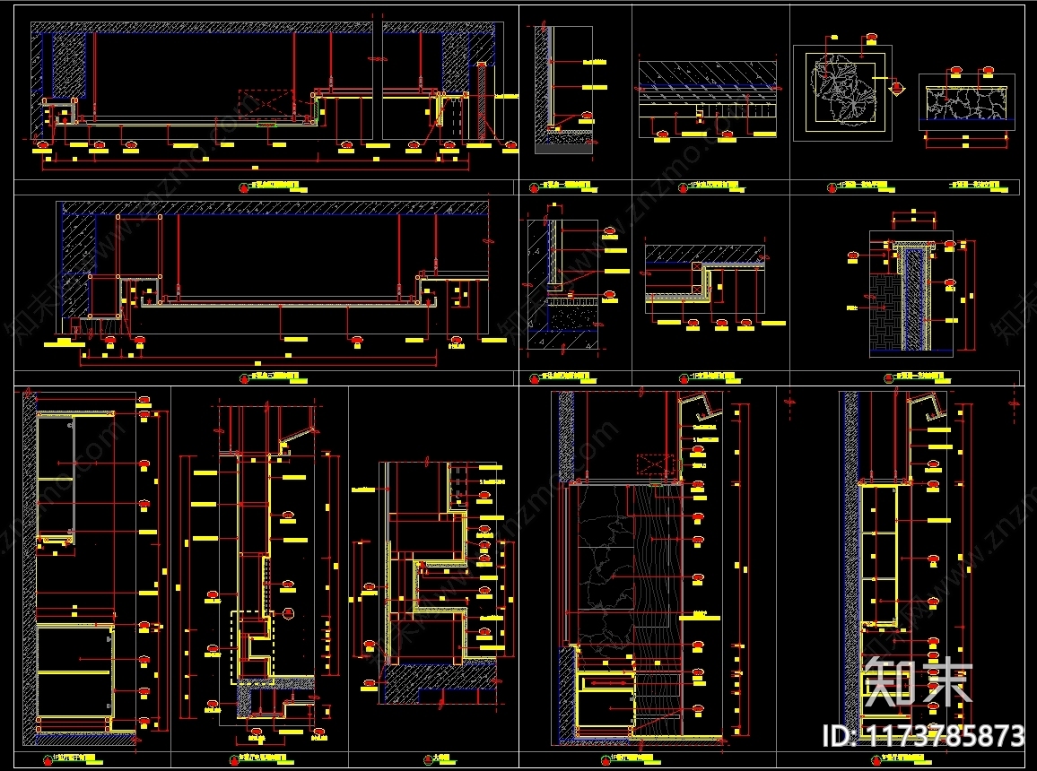 现代墙面节点施工图下载【ID:1173785873】