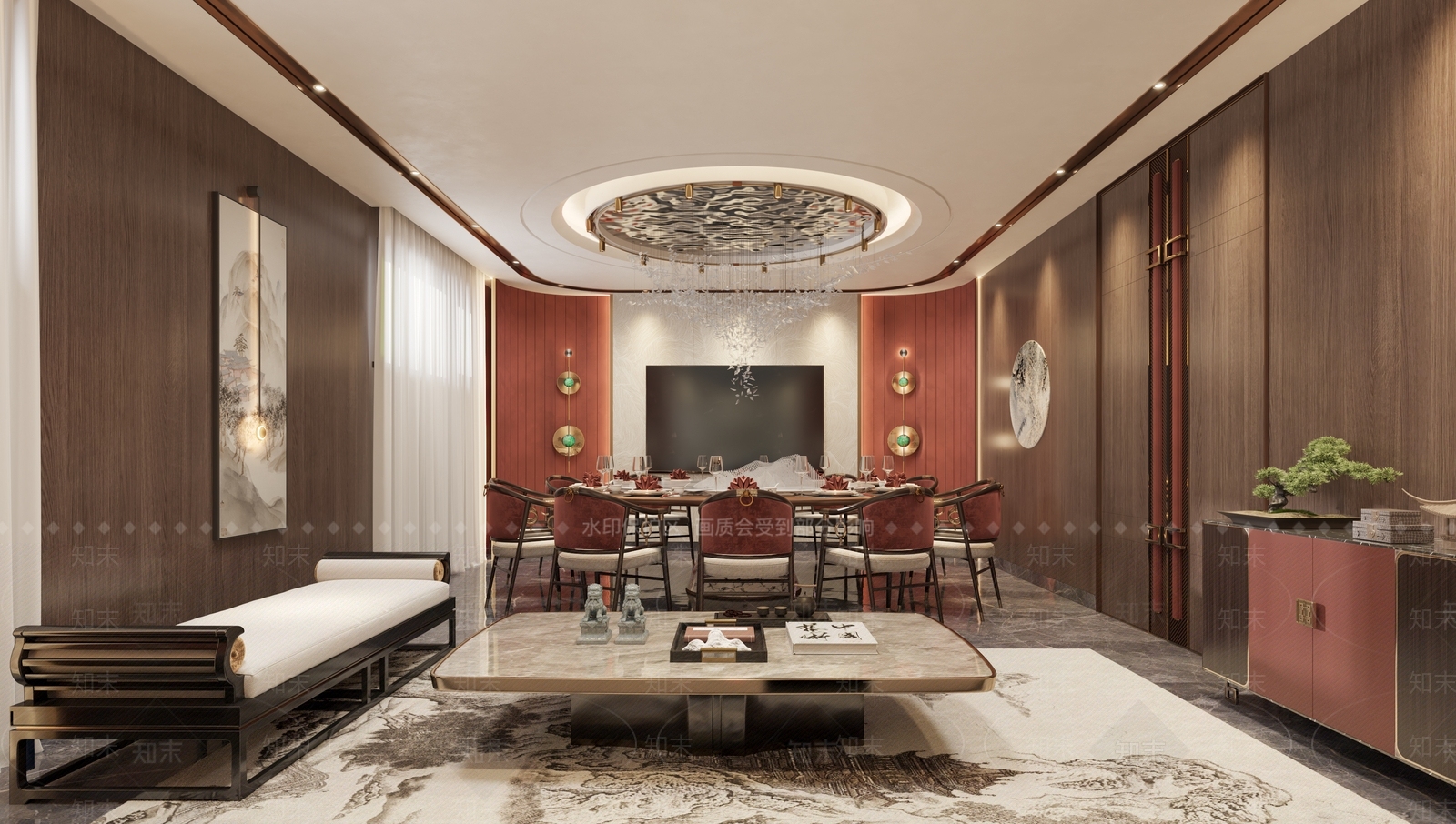 新中式现代包厢3D模型下载【ID:1173787401】