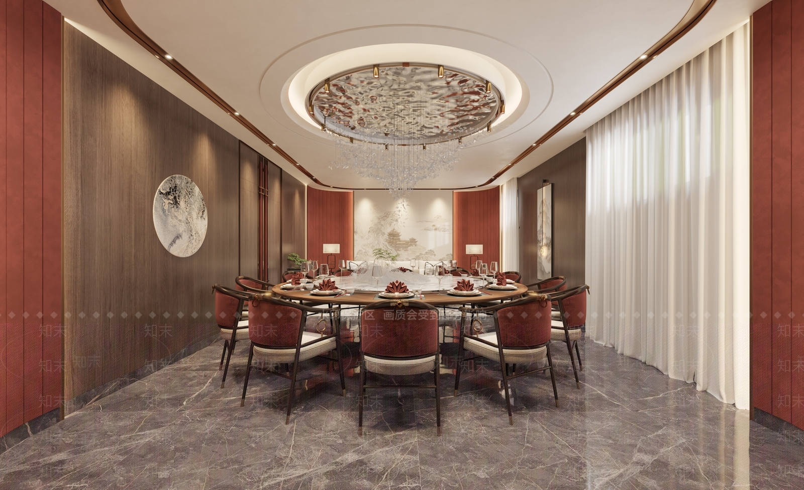 新中式现代包厢3D模型下载【ID:1173787401】