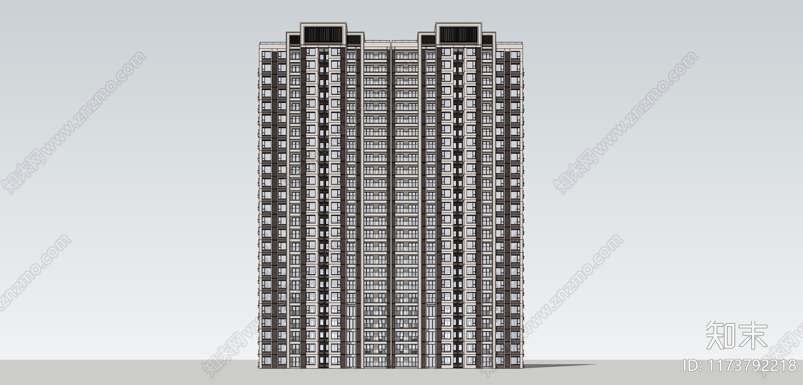 简约现代高层住宅SU模型下载【ID:1173792218】