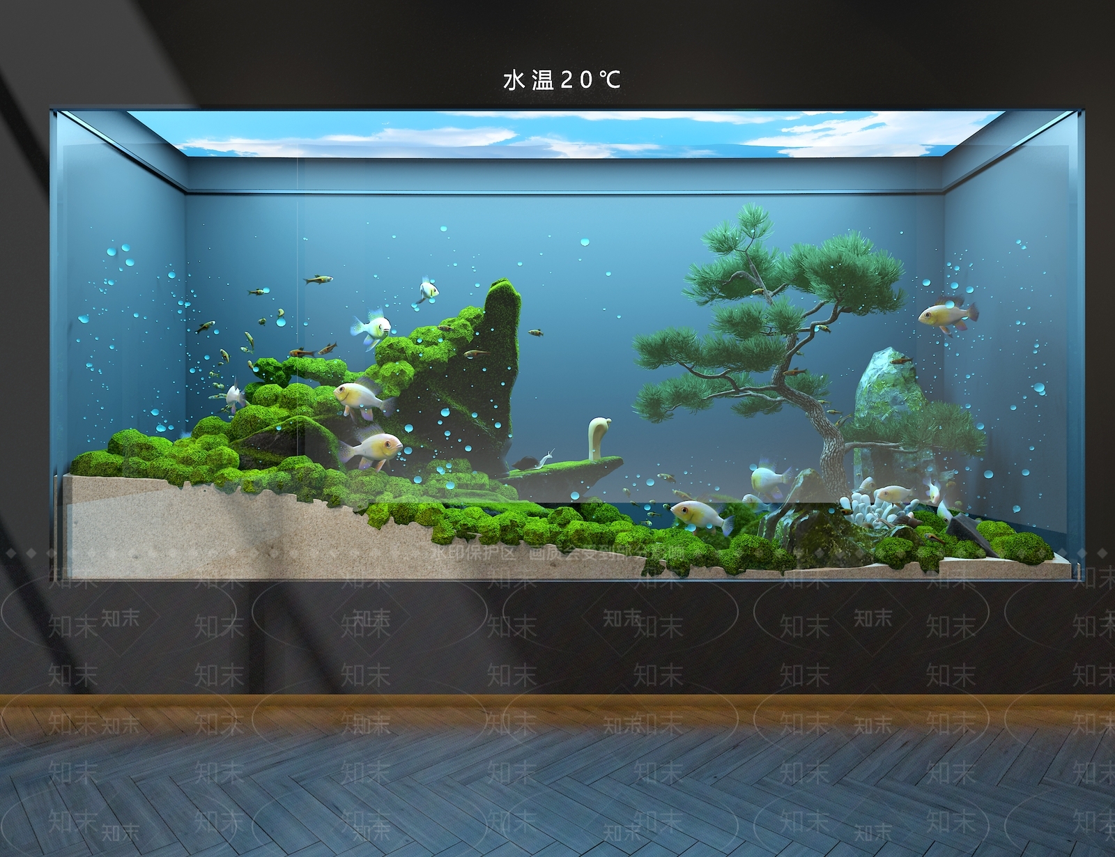 现代鱼缸3D模型下载【ID:1173794924】