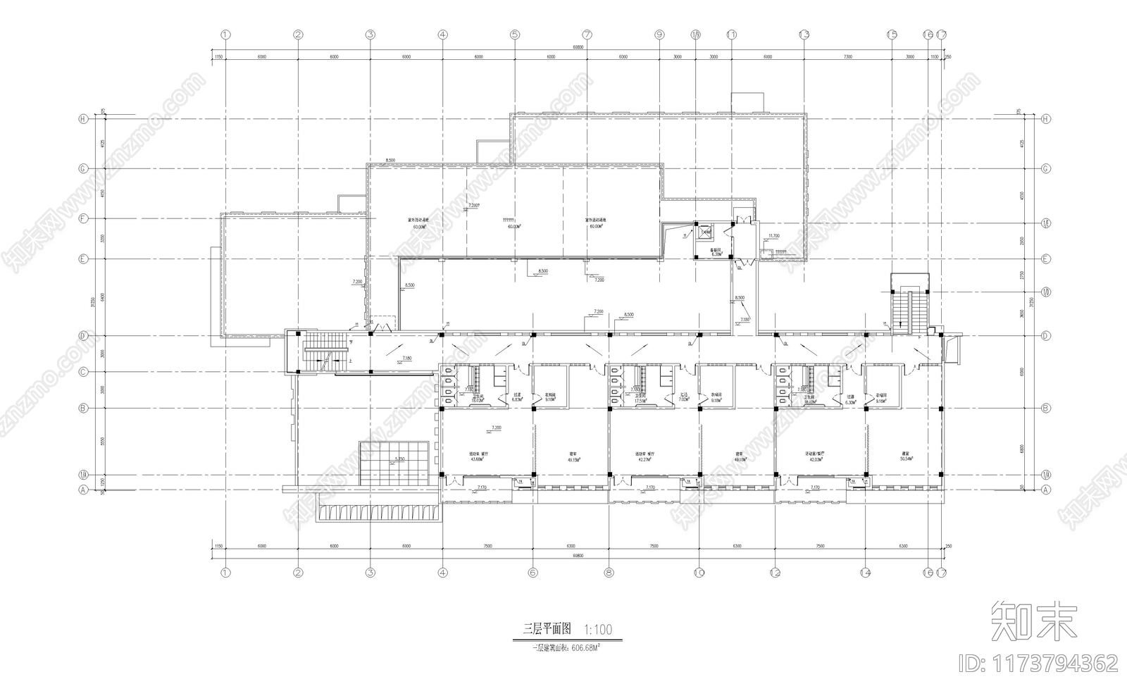 现代幼儿园建筑cad施工图下载【ID:1173794362】