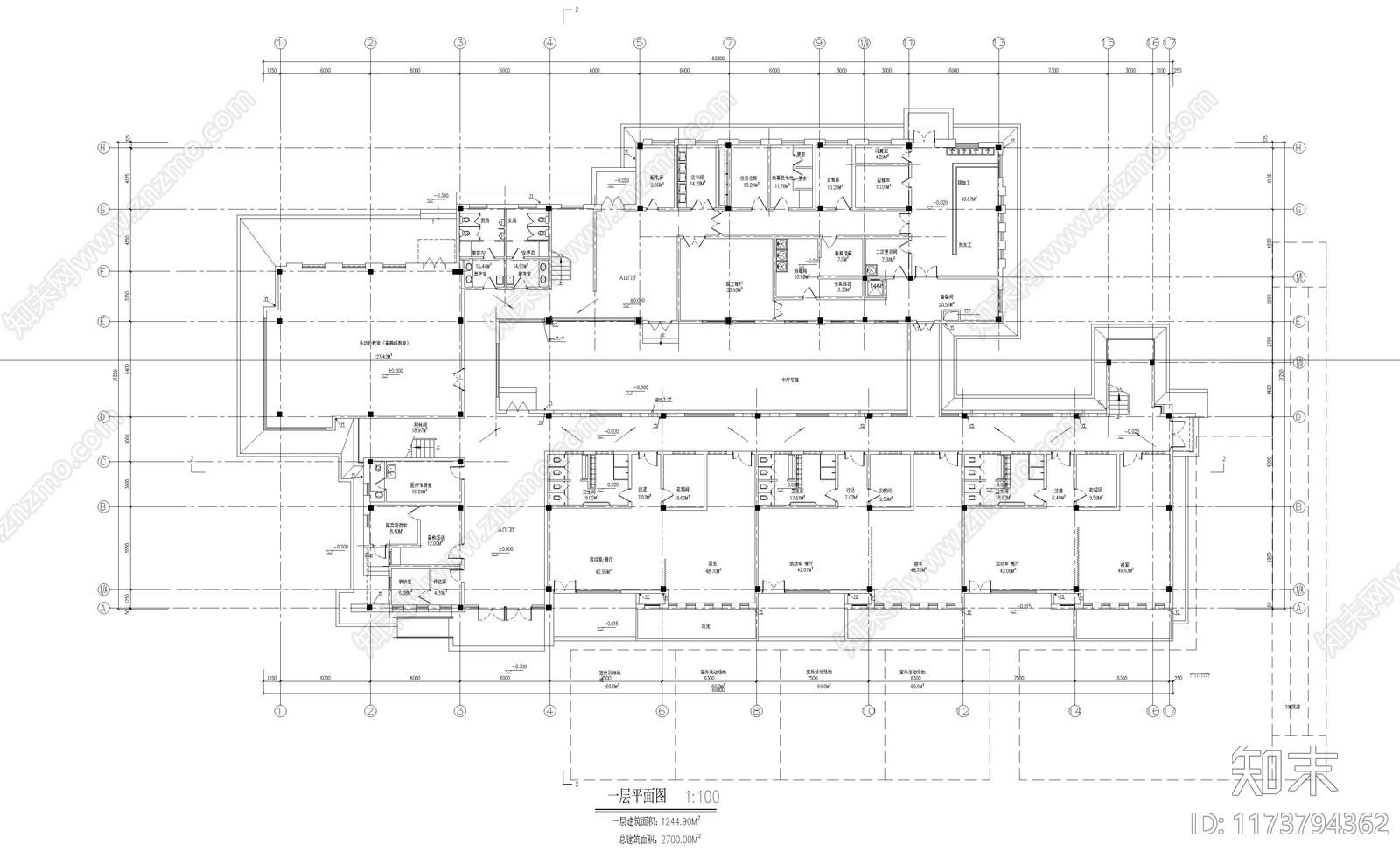 现代幼儿园建筑cad施工图下载【ID:1173794362】