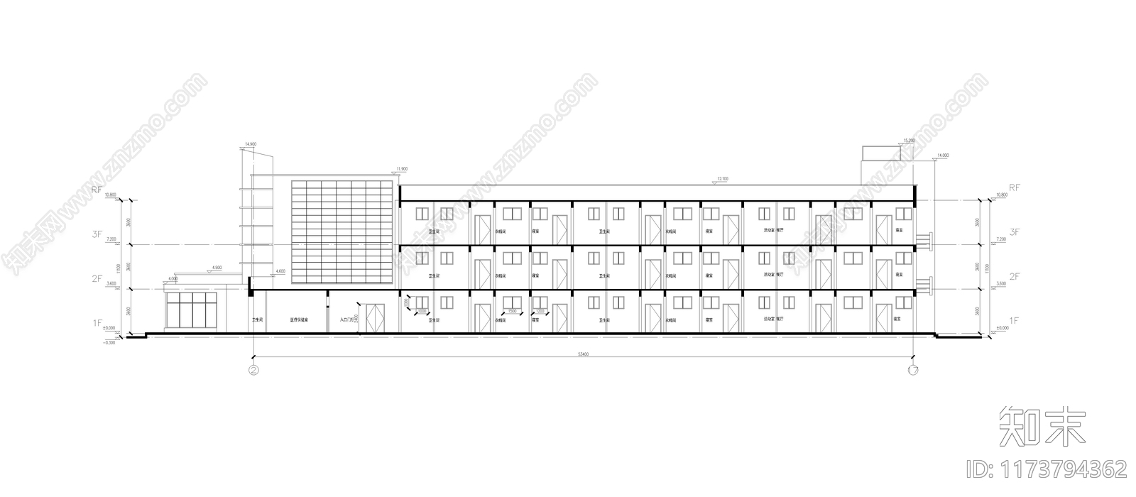 现代幼儿园建筑cad施工图下载【ID:1173794362】