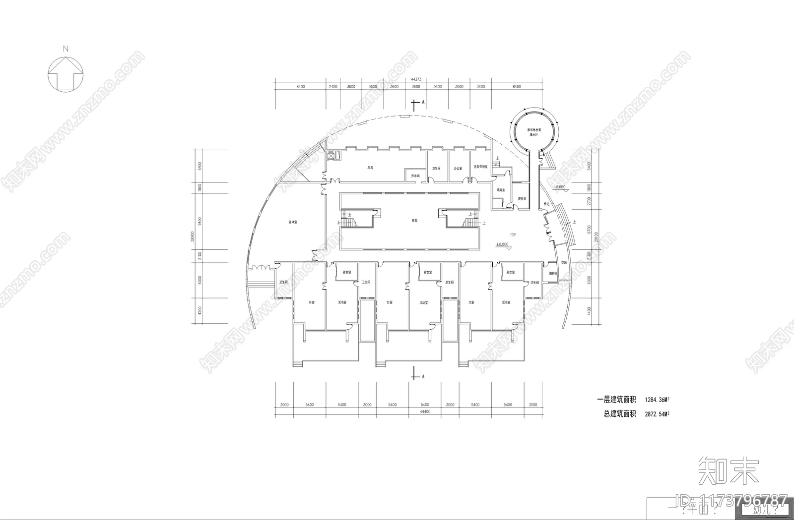 现代幼儿园建筑cad施工图下载【ID:1173796787】