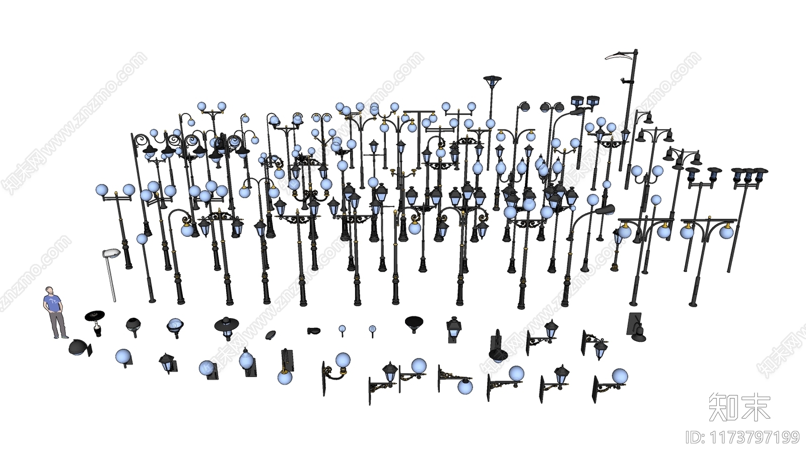 复古路灯SU模型下载【ID:1173797199】