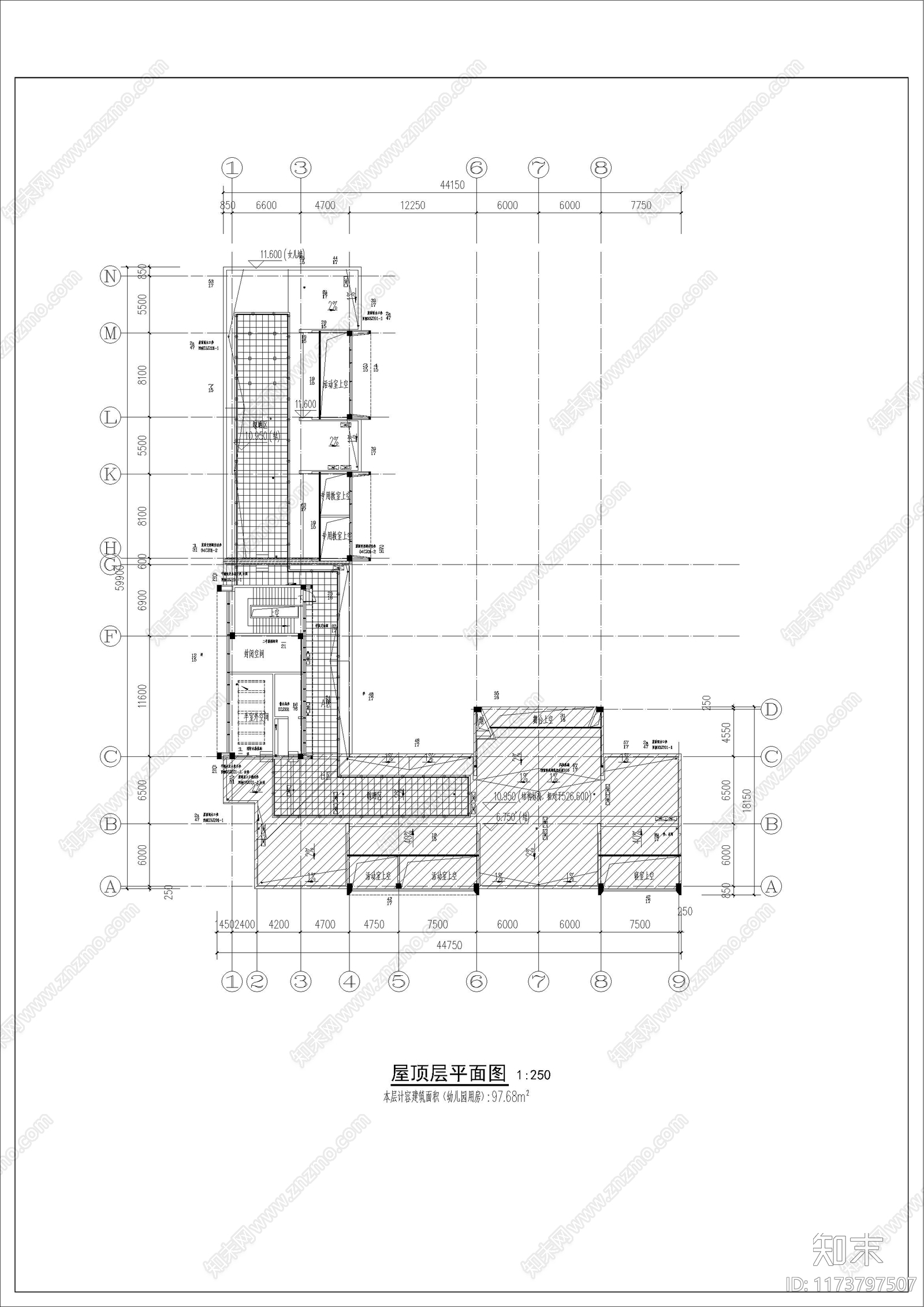 现代幼儿园建筑cad施工图下载【ID:1173797507】