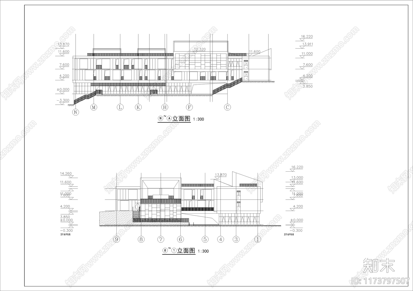 现代幼儿园建筑cad施工图下载【ID:1173797507】